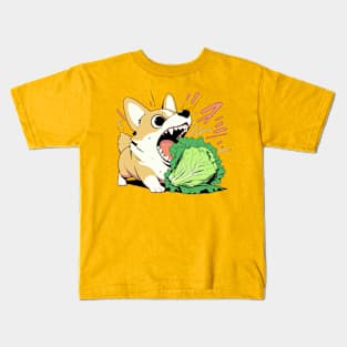 Corgi before attacking lettuce Kids T-Shirt